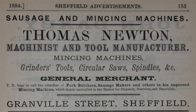 Grace's Guide To British Industrial History advertising Thomas Newton, the maker of our mystery machine at Heaths Old Wares, Collectables, Antiques & Industrial Antiques, 19-21 Broadway, Burringbar NSW 2483 Ph 0266771181 open 7 days